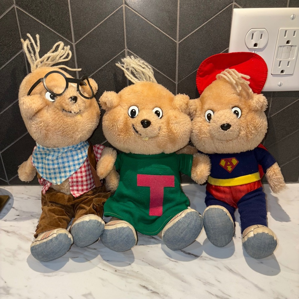 Alvin and the Chipmunks Vintage Lot of 3‎ dressable Plush 1980s